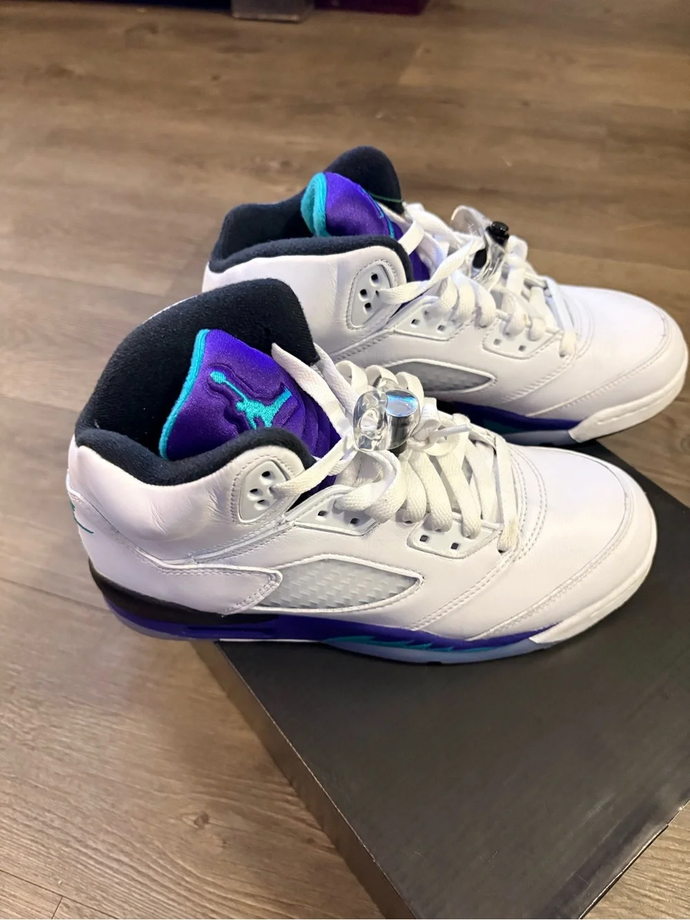 Jordan Kids White Purple Teal Basketball Sneakers